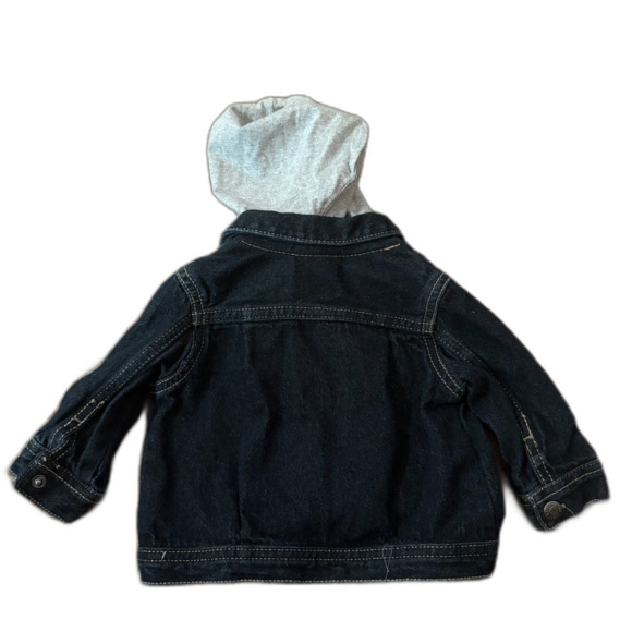 Arizona Jean Co. Baby Boy‎ Layered Look Denim Jacket Hooded Full Zip Size 6M - Picture 2 of 4
